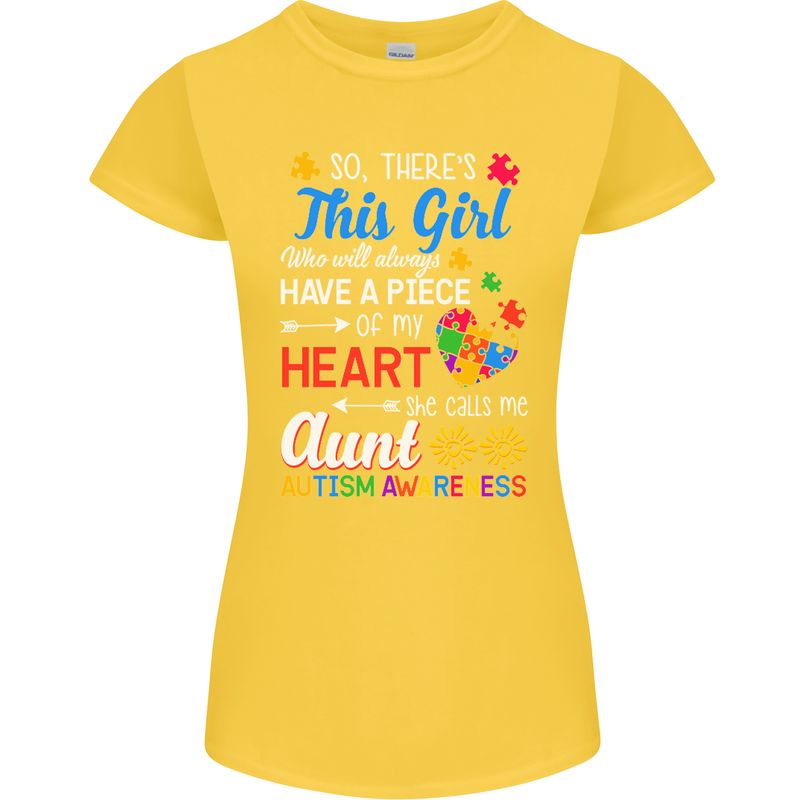She Calls Me Aunt Autistic Autism Aunty ASD Womens Petite Cut T-Shirt Yellow
