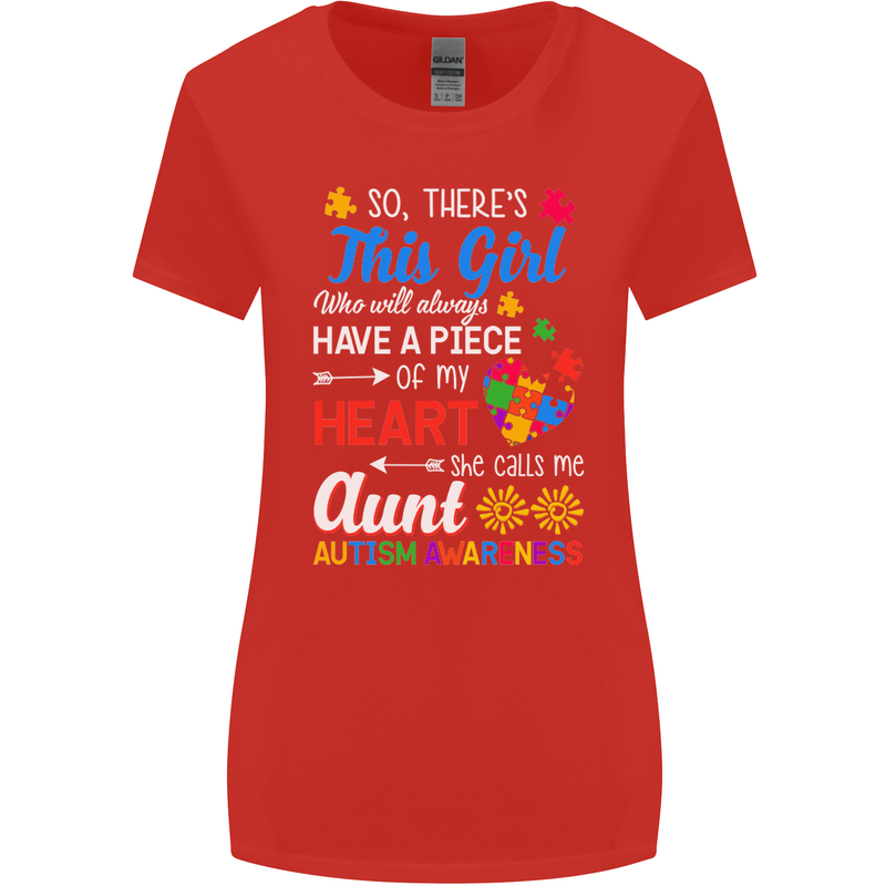 She Calls Me Aunt Autistic Autism Aunty ASD Womens Wider Cut T-Shirt Red
