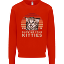 Show Me Your Kitties Funny Cat Kitten Kids Sweatshirt Jumper Bright Red