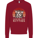 Show Me Your Kitties Funny Cat Kitten Kids Sweatshirt Jumper Red