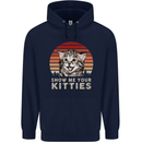 Show Me Your Kitties Funny Cat Kitten Mens 80% Cotton Hoodie Navy Blue