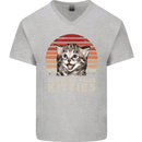 Show Me Your Kitties Funny Cat Kitten Mens V-Neck Cotton T-Shirt Sports Grey