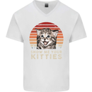 Show Me Your Kitties Funny Cat Kitten Mens V-Neck Cotton T-Shirt White