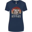 Show Me Your Kitties Funny Cat Kitten Womens Wider Cut T-Shirt Navy Blue
