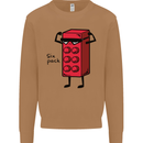 Six Pack Funny Gym Training Top Fat Obese Mens Sweatshirt Jumper Caramel Latte