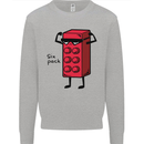 Six Pack Funny Gym Training Top Fat Obese Mens Sweatshirt Jumper Sports Grey