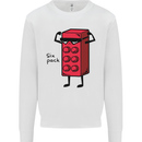 Six Pack Funny Gym Training Top Fat Obese Mens Sweatshirt Jumper White