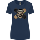 Skateboard Skull Skateboarding Womens Wider Cut T-Shirt Navy Blue
