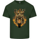 Skeleton Motorcycle Rider Mens Cotton T-Shirt Tee Top Forest Green