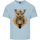 Skeleton Motorcycle Rider Mens Cotton T-Shirt Tee Top Light Blue