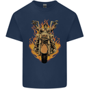 Skeleton Motorcycle Rider Mens Cotton T-Shirt Tee Top Navy Blue