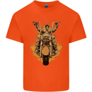 Skeleton Motorcycle Rider Mens Cotton T-Shirt Tee Top Orange
