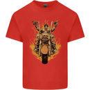 Skeleton Motorcycle Rider Mens Cotton T-Shirt Tee Top Red