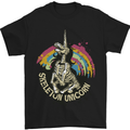 Skeleton Unicorn Skull Heavy Metal Rock Mens T-Shirt Cotton Gildan Black