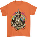 Skeleton Unicorn Skull Heavy Metal Rock Mens T-Shirt Cotton Gildan Orange