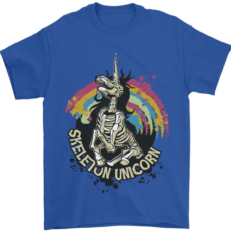 Skeleton Unicorn Skull Heavy Metal Rock Mens T-Shirt Cotton Gildan Royal Blue