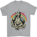 Skeleton Unicorn Skull Heavy Metal Rock Mens T-Shirt Cotton Gildan Sports Grey