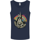Skeleton Unicorn Skull Heavy Metal Rock Mens Vest Tank Top Navy Blue