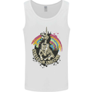 Skeleton Unicorn Skull Heavy Metal Rock Mens Vest Tank Top White