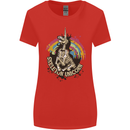 Skeleton Unicorn Skull Heavy Metal Rock Womens Wider Cut T-Shirt Red