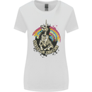 Skeleton Unicorn Skull Heavy Metal Rock Womens Wider Cut T-Shirt White