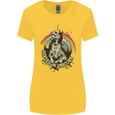 Skeleton Unicorn Skull Heavy Metal Rock Womens Wider Cut T-Shirt Yellow