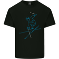 Skier Blue Outline Skiing Ski Mens Cotton T-Shirt Tee Top Black