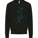 Skier Blue Outline Skiing Ski Mens Sweatshirt Jumper Black