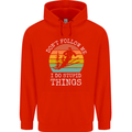 Skiing Don't Follow Me Ski Skier Funny Mens 80% Cotton Hoodie Bright Red