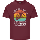 Skiing Don't Follow Me Ski Skier Funny Mens Cotton T-Shirt Tee Top Maroon