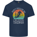 Skiing Don't Follow Me Ski Skier Funny Mens Cotton T-Shirt Tee Top Navy Blue