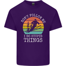 Skiing Don't Follow Me Ski Skier Funny Mens Cotton T-Shirt Tee Top Purple