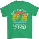 Skiing Don't Follow Me Ski Skier Funny Mens T-Shirt Cotton Gildan Irish Green