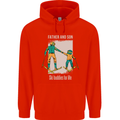 Skiing Father & Son Ski Buddies Fathers Day Childrens Kids Hoodie Bright Red