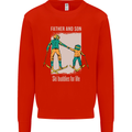 Skiing Father & Son Ski Buddies Fathers Day Kids Sweatshirt Jumper Bright Red