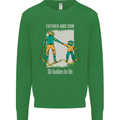 Skiing Father & Son Ski Buddies Fathers Day Kids Sweatshirt Jumper Irish Green