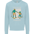 Skiing Father & Son Ski Buddies Fathers Day Kids Sweatshirt Jumper Light Blue