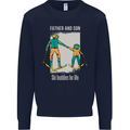 Skiing Father & Son Ski Buddies Fathers Day Kids Sweatshirt Jumper Navy Blue