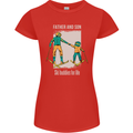 Skiing Father & Son Ski Buddies Fathers Day Womens Petite Cut T-Shirt Red
