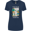 Skiing Father & Son Ski Buddies Fathers Day Womens Wider Cut T-Shirt Navy Blue