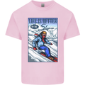 Skiing Life Better on the Slopes Ski Skiier Mens Cotton T-Shirt Tee Top Light Pink
