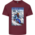 Skiing Life Better on the Slopes Ski Skiier Mens Cotton T-Shirt Tee Top Maroon