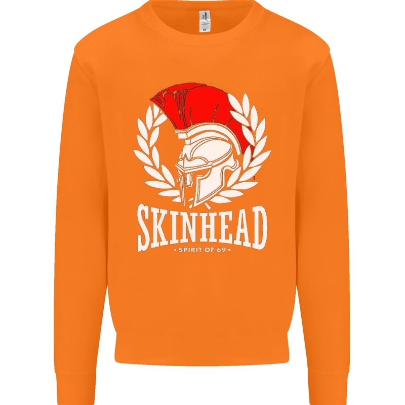 Skinhead Roman Trojan Helmet Punk Music Mens Sweatshirt Jumper Orange