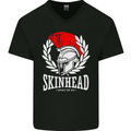Skinhead Roman Trojan Helmet Punk Music Mens V-Neck Cotton T-Shirt Black