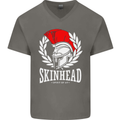 Skinhead Roman Trojan Helmet Punk Music Mens V-Neck Cotton T-Shirt Charcoal