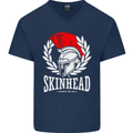 Skinhead Roman Trojan Helmet Punk Music Mens V-Neck Cotton T-Shirt Navy Blue