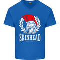 Skinhead Roman Trojan Helmet Punk Music Mens V-Neck Cotton T-Shirt Royal Blue