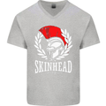Skinhead Roman Trojan Helmet Punk Music Mens V-Neck Cotton T-Shirt Sports Grey