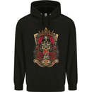 Skull King Playing Cards Biker Motorbike Mens Hoodie Black