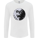 Skull Moon Gothic Halloween Zombie Biker Mens Long Sleeve T-Shirt White